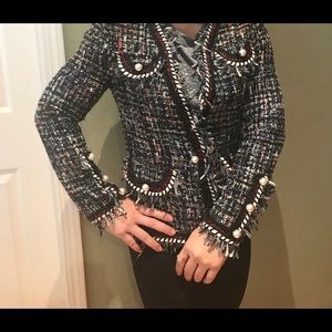 Tweed fringe Pearl jacket size 2-4